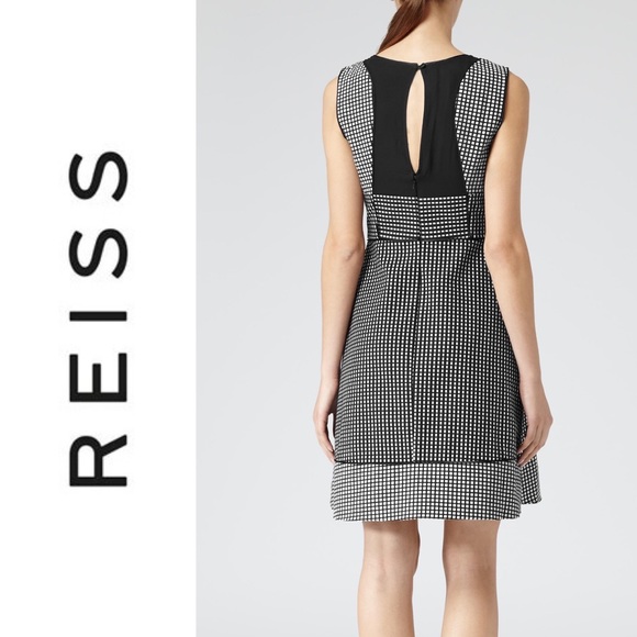 REISS geometric fit and flare dress - Picture 3 of 10